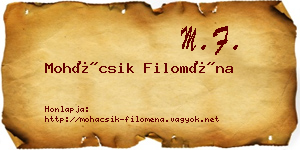 Mohácsik Filoména névjegykártya